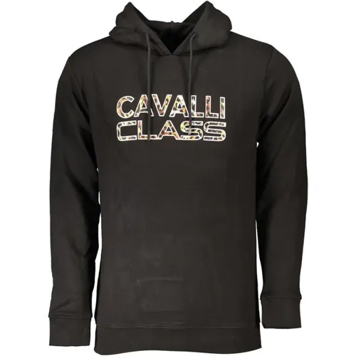 Schwarzer Kapuzenpullover mit Logodruck , Herren, Größe: S - Cavalli Class - Modalova