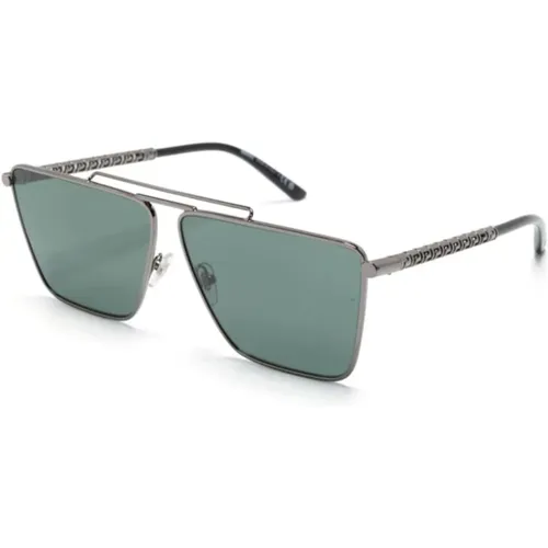 Graue Sonnenbrille mit Originalzubehör , Herren, Größe: 64 MM - Versace - Modalova