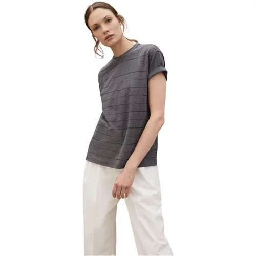 Gestreiftes Stretch-Baumwoll-Jersey-T-Shirt , Damen, Größe: XL - BRUNELLO CUCINELLI - Modalova