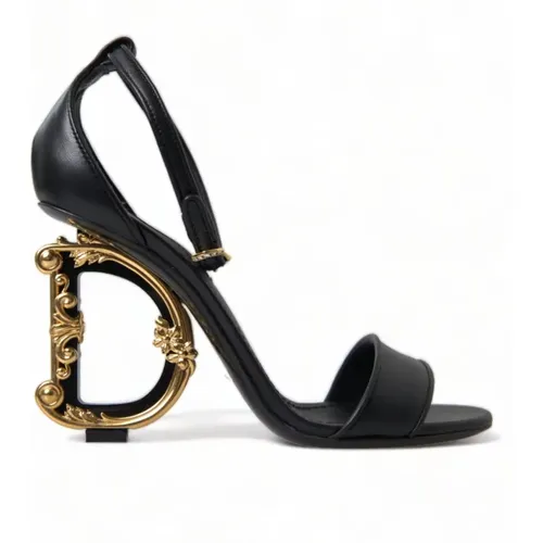 Logo Absatz Sandalen , Damen, Größe: 36 EU - Dolce & Gabbana - Modalova