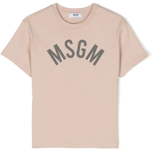 T-Shirts,Stilvolles Creme Tee Msgm - Msgm - Modalova