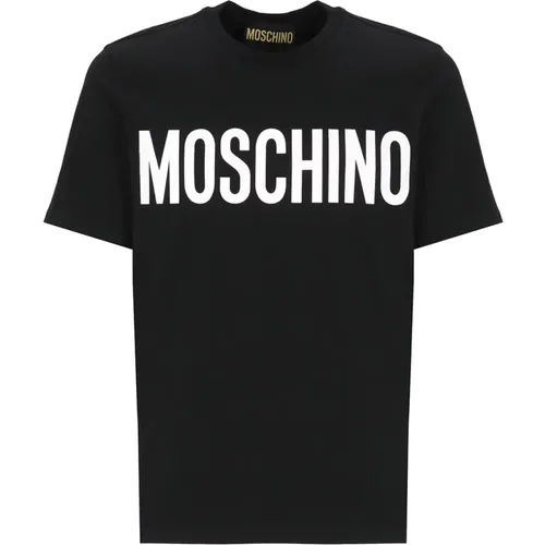 Schwarzes Baumwoll-T-Shirt mit Logo , Herren, Größe: 2XL - Moschino - Modalova