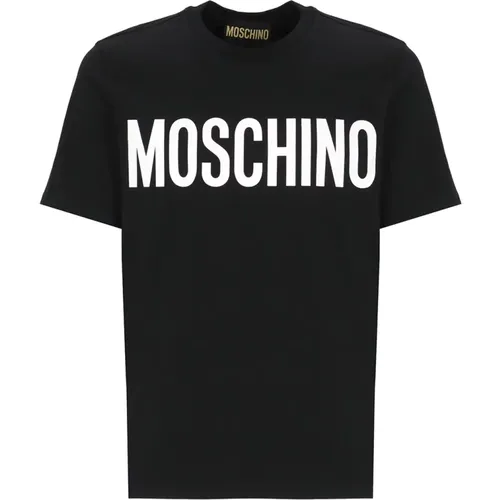 Schwarzes Baumwoll-T-Shirt mit Logo - Moschino - Modalova