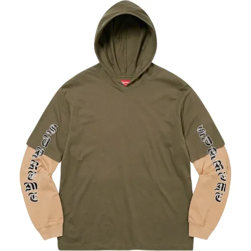 Schichtiger Kapuzenpullover Olive - Supreme - Modalova