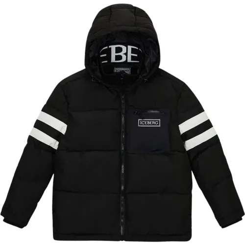 Kids - quilted jacket with hood and logo - Iceberg - Modalova