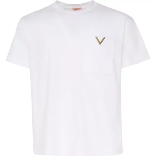 Weiße Baumwoll-T-Shirt Kurze Ärmel , Herren, Größe: XL - Valentino Garavani - Modalova