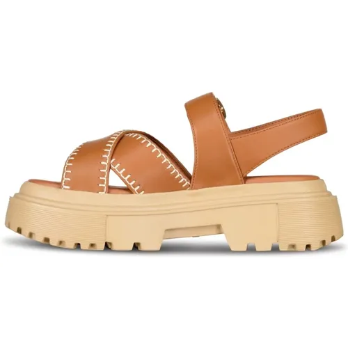 Leder Plateau Sandalen , Damen, Größe: 40 EU - Hogan - Modalova