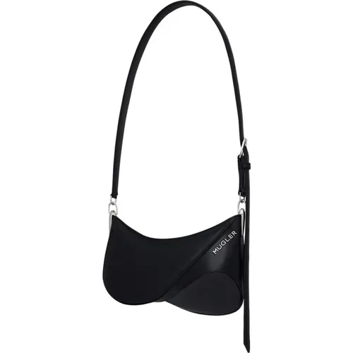 Schwarze Spiral Curve Kleine Ledertasche - Mugler - Modalova