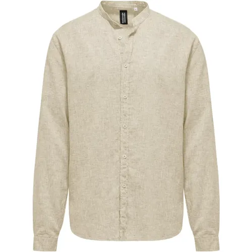 Mandarin Collar Linen Cotton Shirt , male, Sizes: M, 2XL, L, XL, S, XS - BomBoogie - Modalova