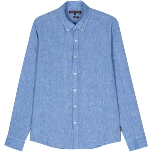 Blaues Leinenhemd,Einfaches Logo Taschen Knopfhemd - Michael Kors - Modalova