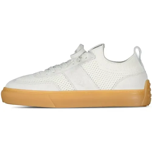 Leather Sneakers with Knit Inserts , male, Sizes: 10 UK - TOD'S - Modalova