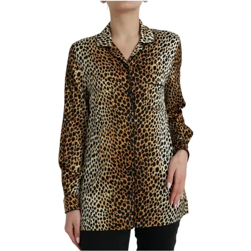 Bluse mit Tiermuster aus Seidenmischung - Dolce & Gabbana - Modalova