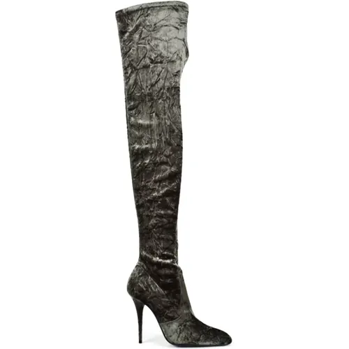 Luxury Velvet Over-the-Knee Boots , female, Sizes: 3 UK, 5 UK - Saint Laurent - Modalova