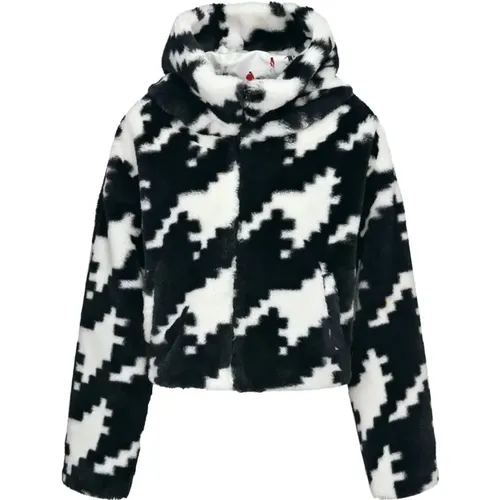 Houndstooth Faux Fur Ski Jacket , Damen, Größe: S - Perfect Moment - Modalova