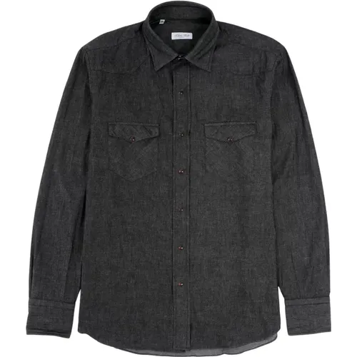 Schwarzes Denim Westernhemd - Salvatore Piccolo - Modalova