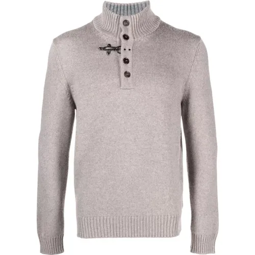 Button-Up High-Neck Sweater , male, Sizes: XL - Fay - Modalova