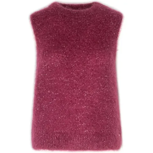 Mohair Gilet mit Lurex-Details , Damen, Größe: L - Ottod'Ame - Modalova