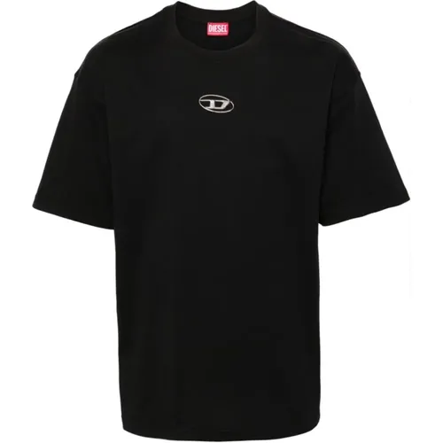 Schwarzes Jersey Rundhals T-Shirt - Diesel - Modalova