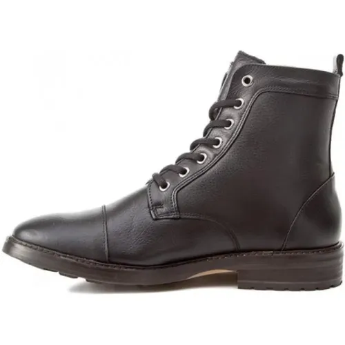 Schwarze Leder Schnür-Rangerstiefel , Herren, Größe: 43 EU - Emporio Armani - Modalova