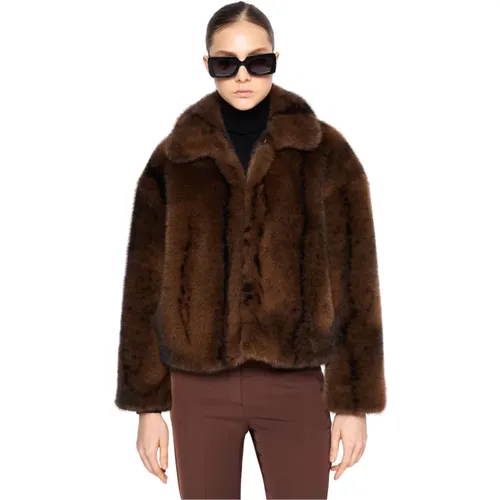 Kurze Faux Fur Jacke Klassischer Kragen , Damen, Größe: L - Silvian Heach - Modalova