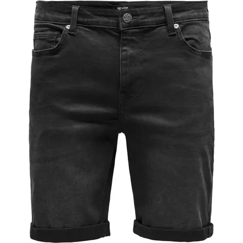 Slim Fit Jeans-Shorts , Herren, Größe: XL - Only & Sons - Modalova