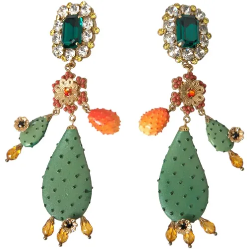 Kristall Kaktus Clip-On Dangle Ohrringe - Dolce & Gabbana - Modalova