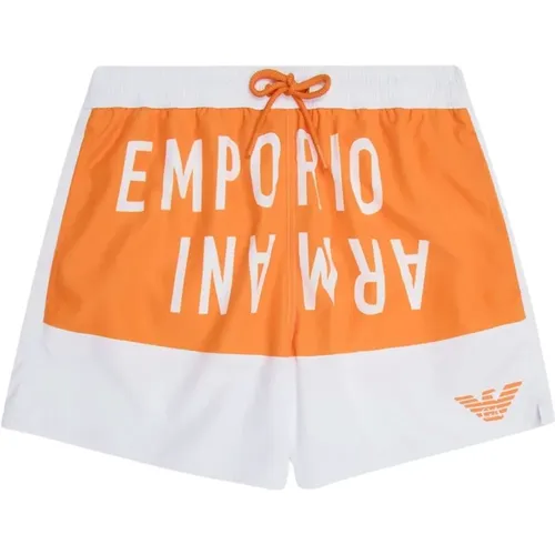 Weiße Logo Badeshorts - Shorty Stil , Herren, Größe: 2XL - Emporio Armani - Modalova