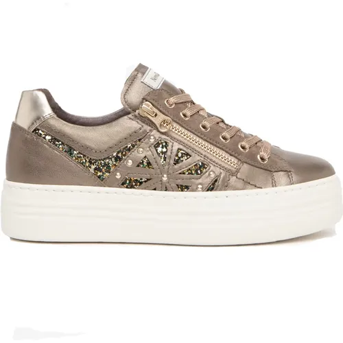 Leather Sneakers Platform Zip Closure , female, Sizes: 5 UK - Nerogiardini - Modalova