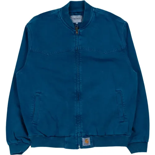 Cotton bomber jacket in cobalt , male, Sizes: L, M - Carhartt WIP - Modalova