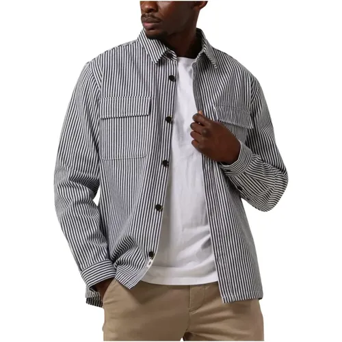 Canvas Stripe Overshirt Casual Stil , Herren, Größe: L - Anerkjendt - Modalova