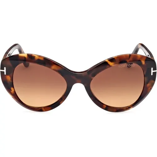 Havana Oval Sunglasses , female, Sizes: 52 MM - Tom Ford - Modalova