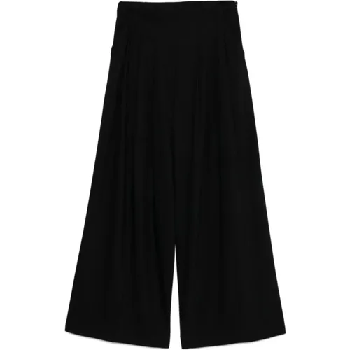 Schwarze Palazzo Hose mit Falten - Semicouture - Modalova