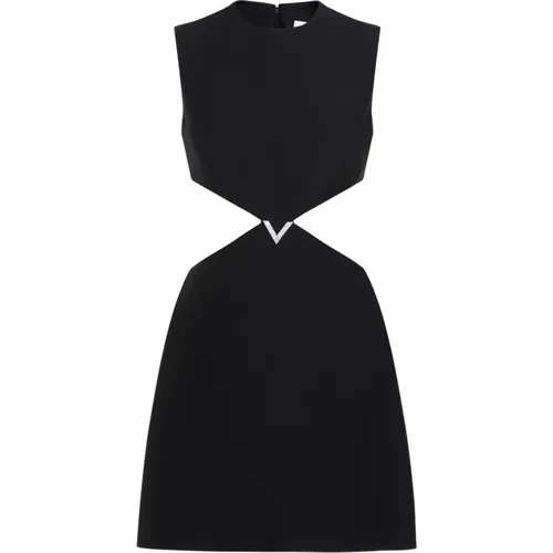 Schwarzes Minikleid mit V-Logo - Valentino - Modalova