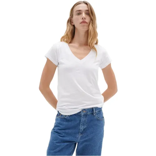 Klassisches V-Ausschnitt T-Shirt Reinweiß , Damen, Größe: 2XL - InWear - Modalova