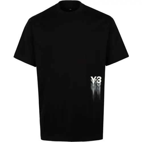 Schwarzes Logo Print Baumwoll T-Shirt - Y-3 - Modalova