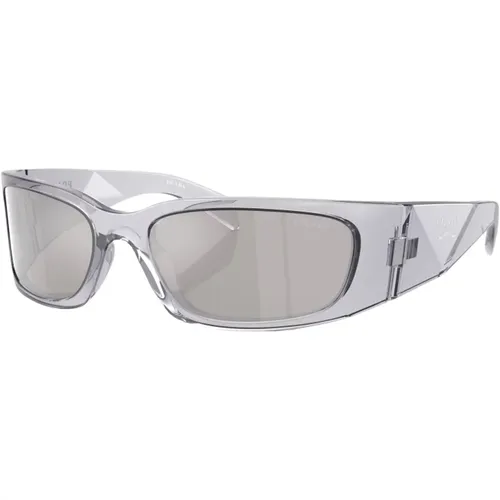 Grau/Silber Sonnenbrille , Herren, Größe: 60 MM - Prada - Modalova