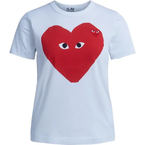 Womens Heart Print T-Shirt , female, Sizes: L - Comme des Garçons Play - Modalova