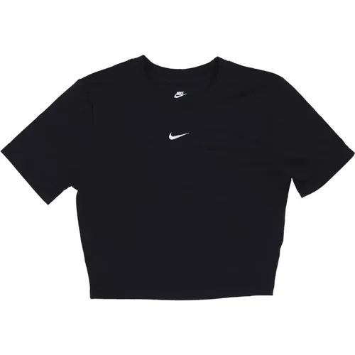 Schwarzes Slim-fit Crop Tee mit Swoosh - Nike - Modalova