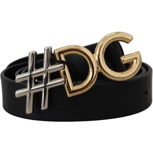 Leather Metal Logo Belt , unisex, Sizes: 100 CM - Dolce & Gabbana - Modalova