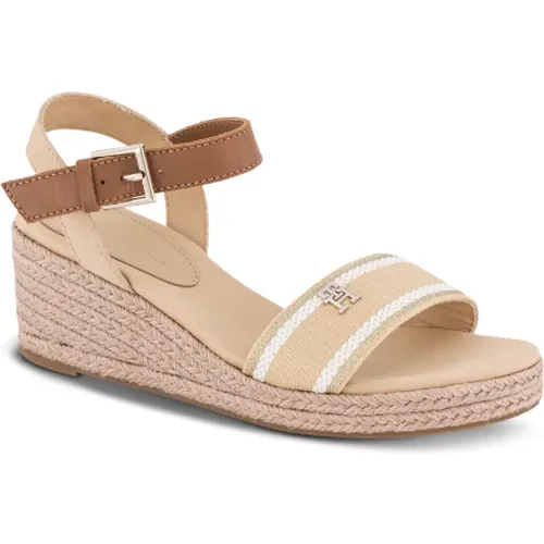 Beiger Schnallen-Sandal , Damen, Größe: 38 EU - Tommy Hilfiger - Modalova