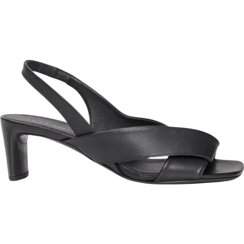 Schwarze Leder-Sandalen mit mittelhohem Absatz und überkreuzten Riemen , Damen, Größe: 39 EU - DEL Carlo - Modalova