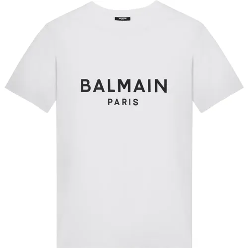 Kurzarm Rundhals T-Shirt , Herren, Größe: S - Balmain - Modalova