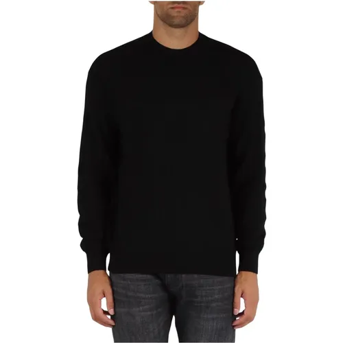 Virgin Wool Logo Sweater Ribbed Cuffs , male, Sizes: 3XL, 2XL, M, L, XL - Emporio Armani - Modalova