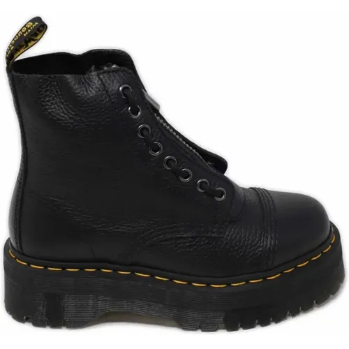 Leather Zip-Up Boots with Yellow Stitching , female, Sizes: 6 UK, 5 UK, 3 UK, 4 UK, 7 UK, 8 UK - Dr. Martens - Modalova