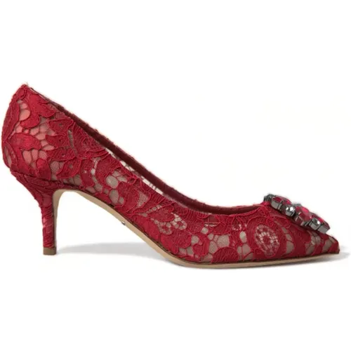 Strahlend Rote Kristall Spitzenabsätze , Damen, Größe: 37 EU - Dolce & Gabbana - Modalova