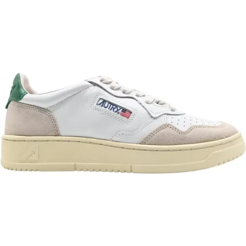 White Leather/Suede Low Top Sneakers , female, Sizes: 5 UK - Autry - Modalova