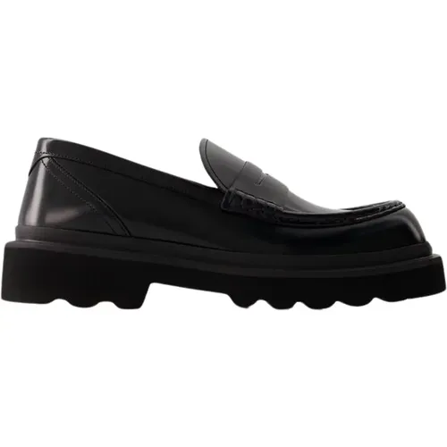 Schwarze Penny-Slot Loafers aus Lackleder , Herren, Größe: 42 EU - Dolce & Gabbana - Modalova