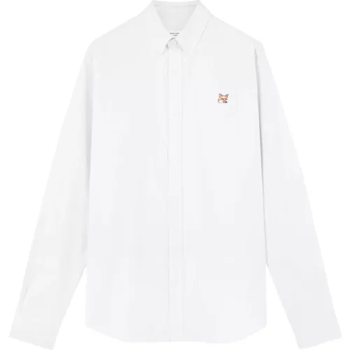 Weißes Hemd mit Button-Down-Kragen , Herren, Größe: 3XL - Maison Kitsuné - Modalova