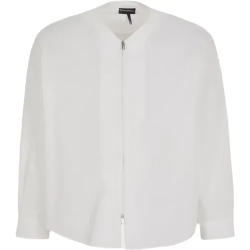 Men Cotton Shirt Bianco Caldo , male, Sizes: 3XL, M, 2XL, XL - Emporio Armani - Modalova