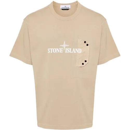 Baumwoll-Logo-Print-T-Shirt , Herren, Größe: M - Stone Island - Modalova